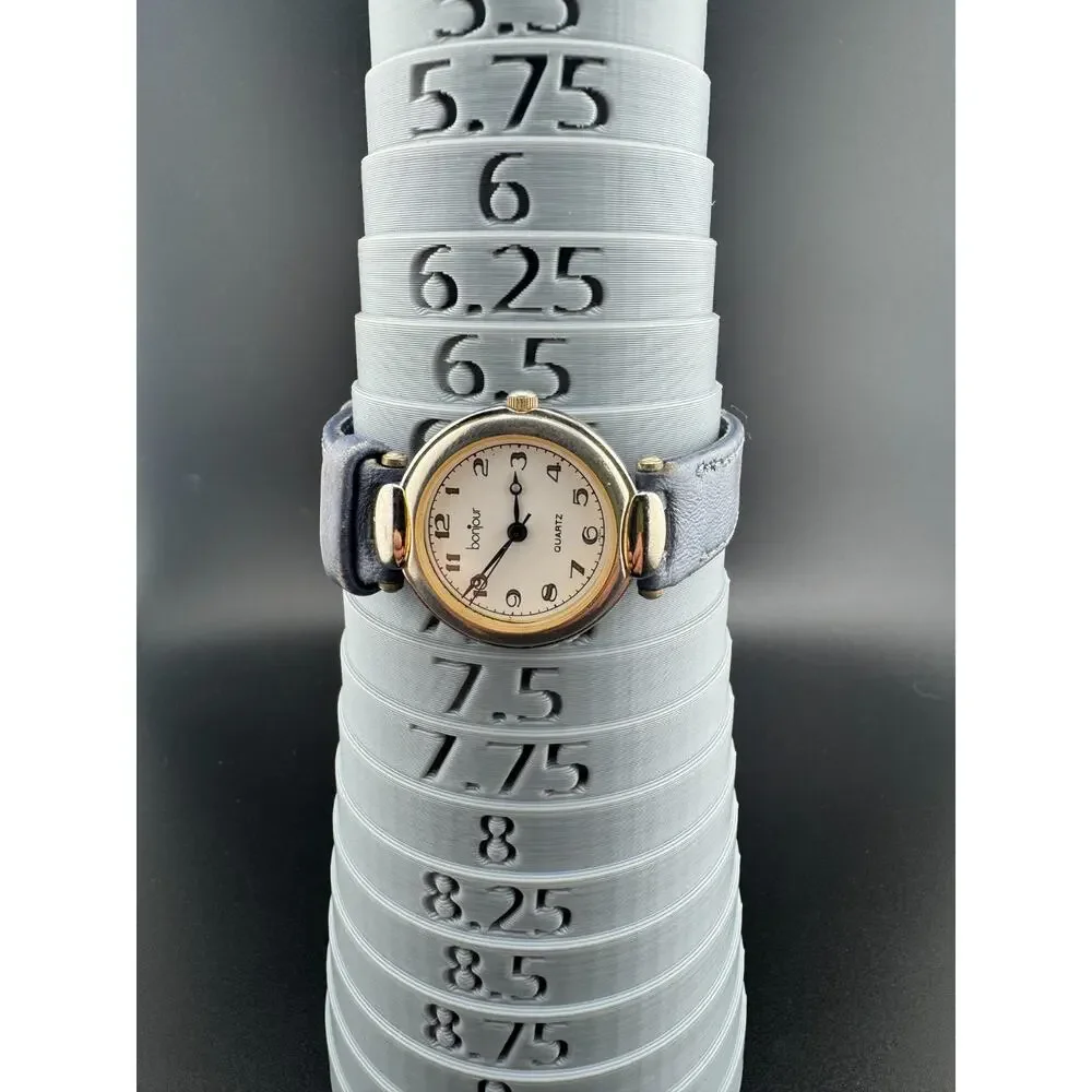 Vintage Bonjour Watch Two-Tone Blue Leather Band